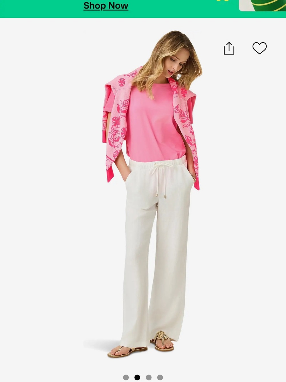 Lilly Pulitzer Cream Wide Leg Drawstring Pants